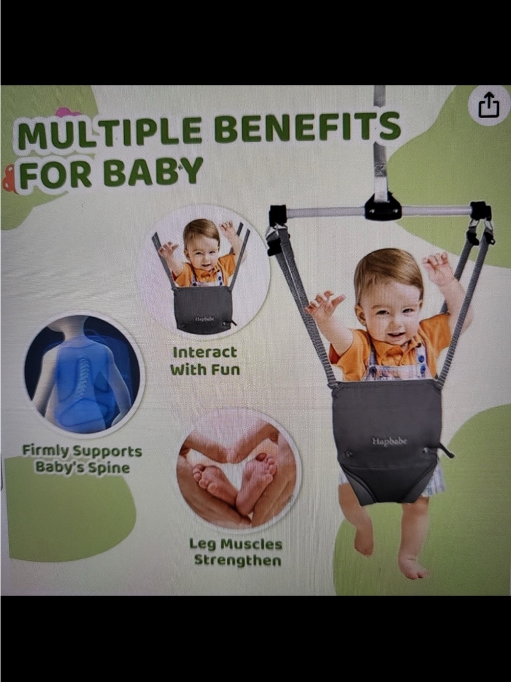Baby Door Jumper with Straps - Gray